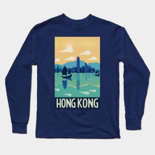 A Vintage Travel Art of Hong Kong - China Long Sleeve T-Shirt